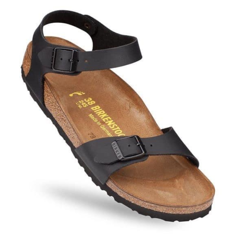BIRKENSTOCK BRASIL STRAP SANDALS BLACK WOMENS 7.5